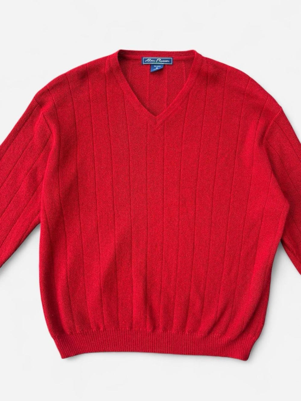 Vintage Alan Flusser Red 100% Alpaca Golf Sweater